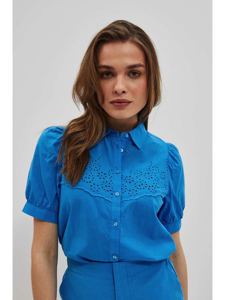 Moodo Azúrová košeľa s naberanými rukávmi Moodo