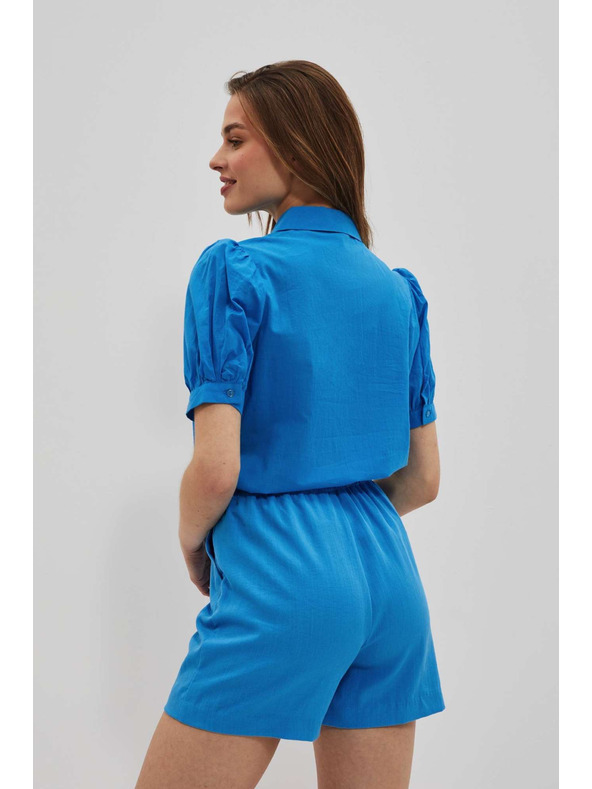 Moodo Azúrová košeľa s naberanými rukávmi Moodo