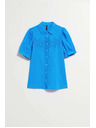Moodo Azúrová košeľa s naberanými rukávmi Moodo