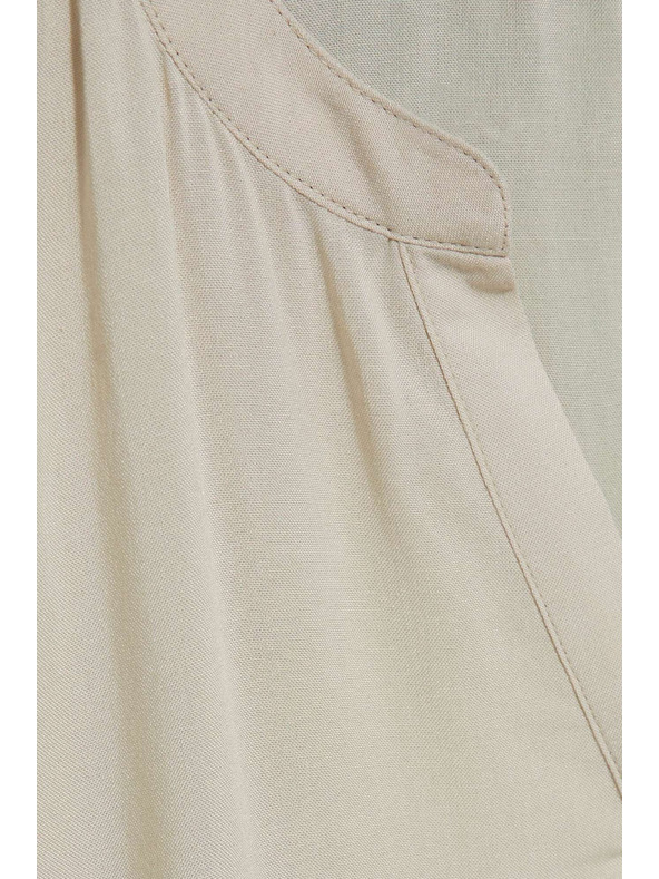 Moodo Pieskovohnedá košeľa Moodo so zaväzovaním v páse a výstrihom do V