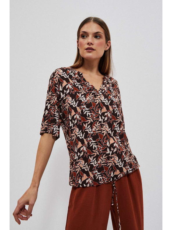 Moodo Tmavohnedá blúzka so zaväzovaním Moodo