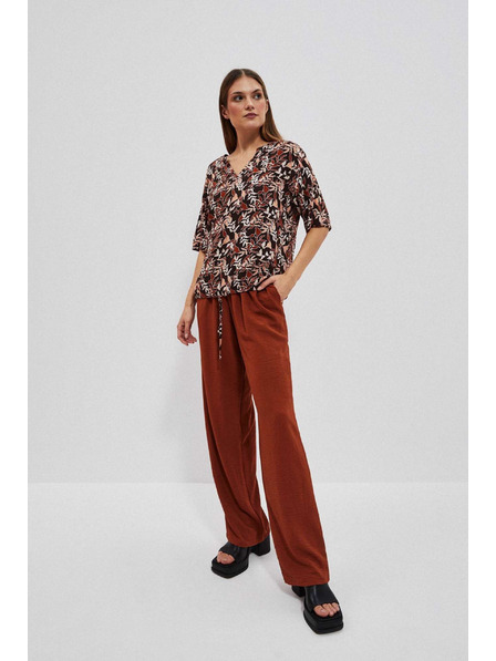 Moodo Tmavohnedá blúzka so zaväzovaním Moodo