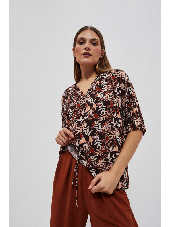 Moodo Tmavohnedá blúzka so zaväzovaním Moodo