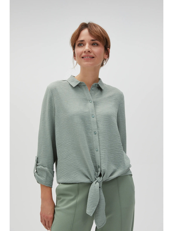 Moodo Olivová košeľa Moodo so zaväzovaním