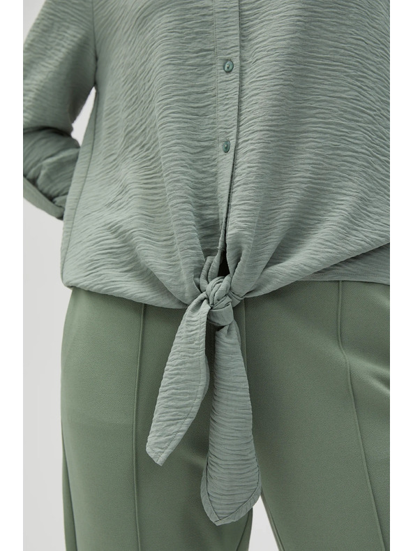 Moodo Olivová košeľa Moodo so zaväzovaním