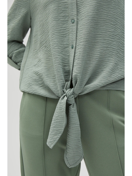 Moodo Olivová košeľa Moodo so zaväzovaním