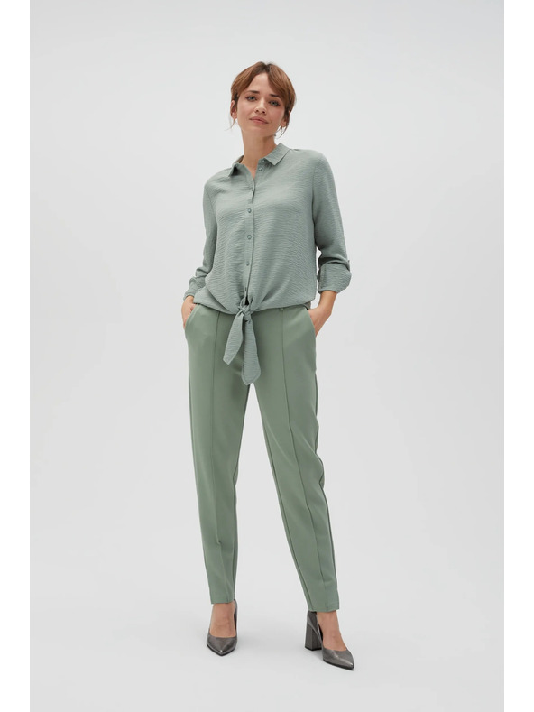 Moodo Olivová košeľa Moodo so zaväzovaním