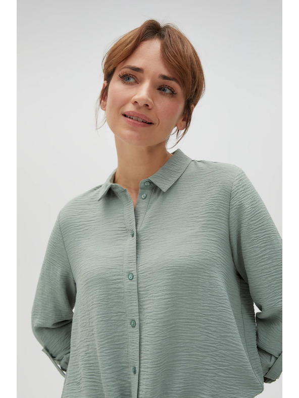 Moodo Olivová košeľa Moodo so zaväzovaním