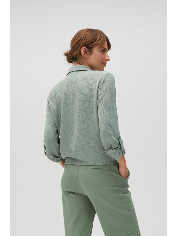 Moodo Olivová košeľa Moodo so zaväzovaním