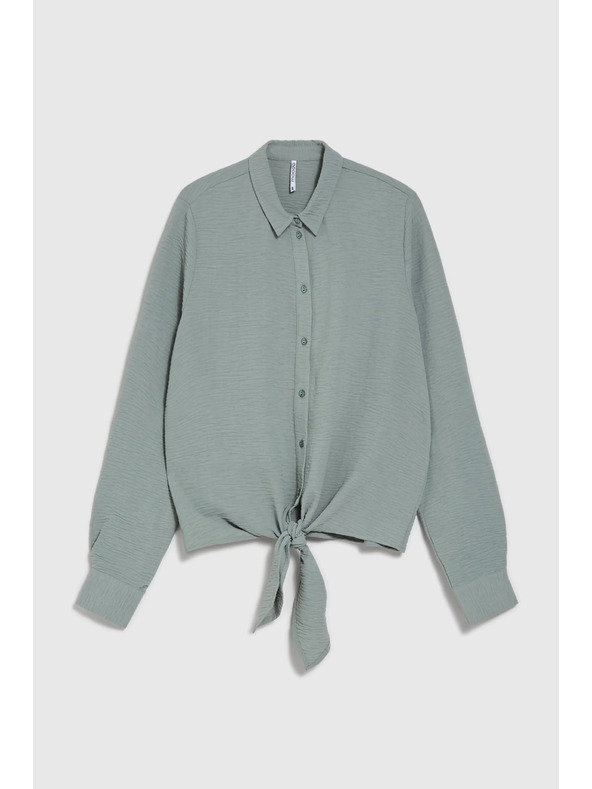 Moodo Olivová košeľa Moodo so zaväzovaním