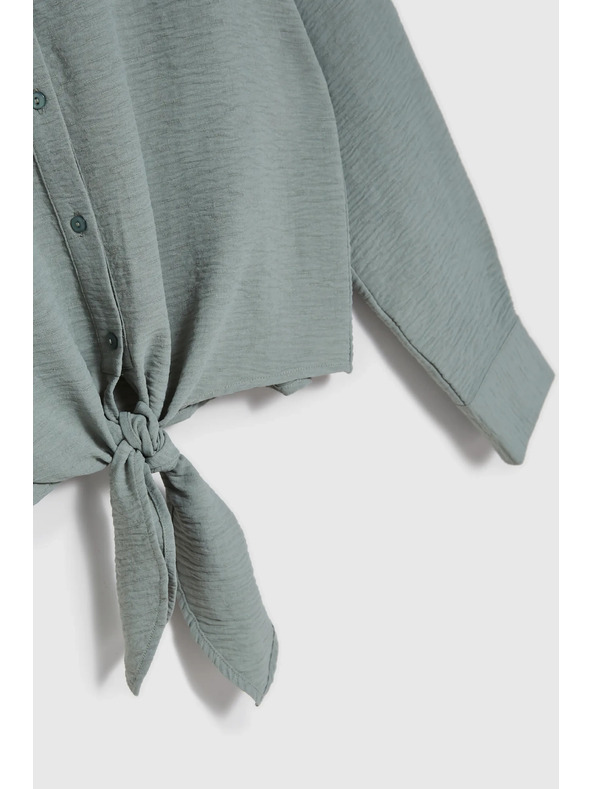 Moodo Olivová košeľa Moodo so zaväzovaním