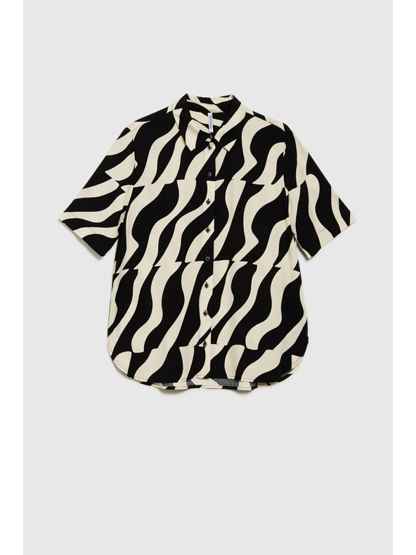 Moodo Viskózová košeľa s krátkymi rukávmi čierna Moodo