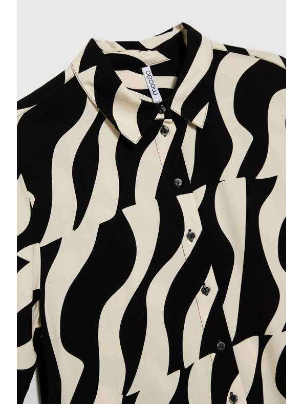 Moodo Viskózová košeľa s krátkymi rukávmi čierna Moodo