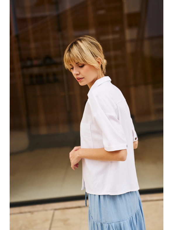 Moodo Viskózovo-ľanová košeľa biela Moodo