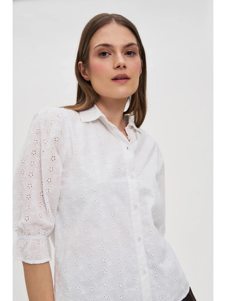 Moodo Bavlnená blúzka s nafúknutými rukávmi biela Moodo