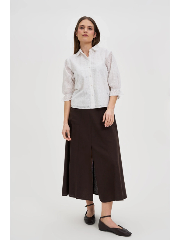 Moodo Bavlnená blúzka s nafúknutými rukávmi biela Moodo