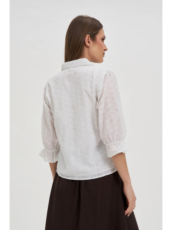 Moodo Bavlnená blúzka s nafúknutými rukávmi biela Moodo