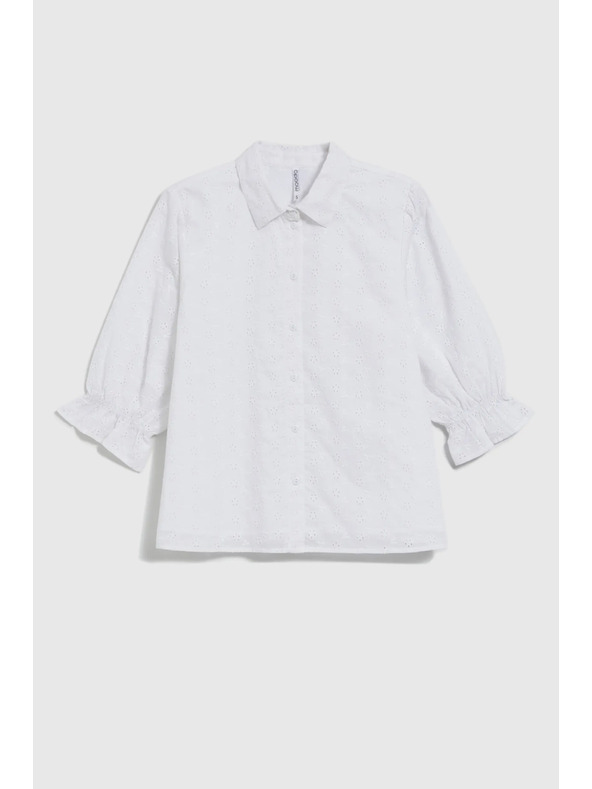 Moodo Bavlnená blúzka s nafúknutými rukávmi biela Moodo