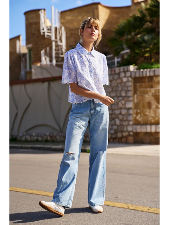 Moodo Bavlnená blúzka biela Moodo