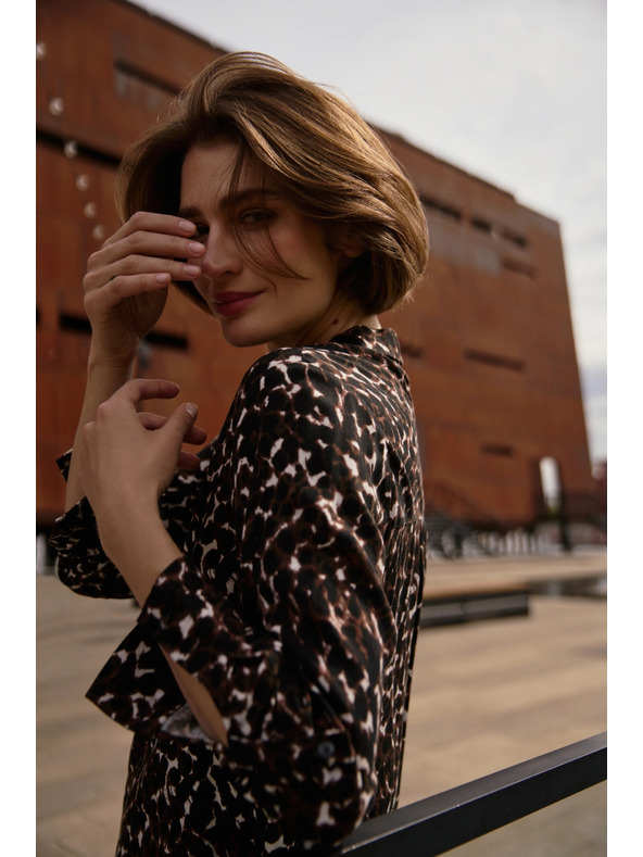 Moodo Viskózová košeľa hnedá Moodo