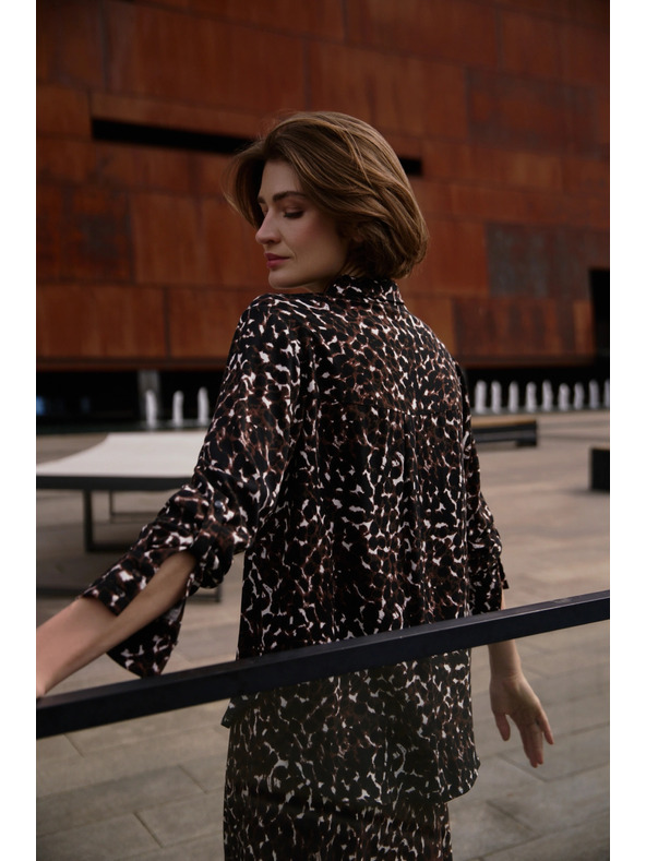 Moodo Viskózová košeľa hnedá Moodo