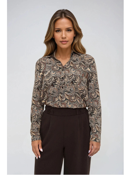 Moodo Vzorovaná košeľa hnedá Moodo