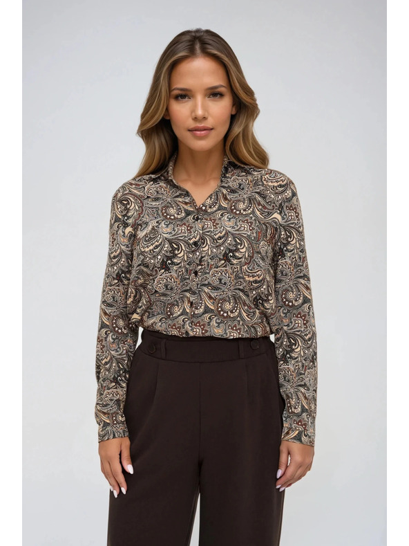 Moodo Vzorovaná košeľa hnedá Moodo