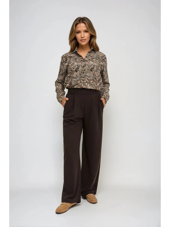Moodo Vzorovaná košeľa hnedá Moodo
