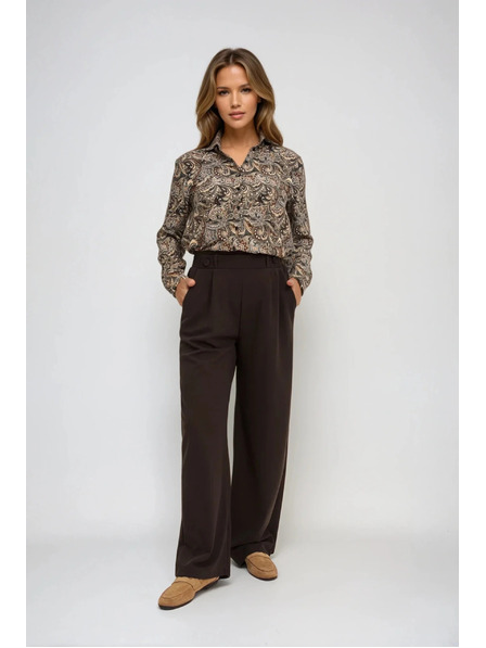 Moodo Vzorovaná košeľa hnedá Moodo