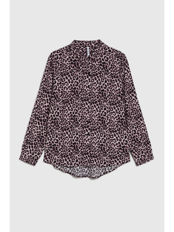 Moodo Viskózová košeľa s leopardím vzorom ružová Moodo