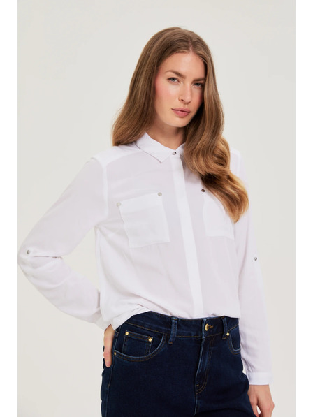 Moodo Biela viskózová košeľa Moodo