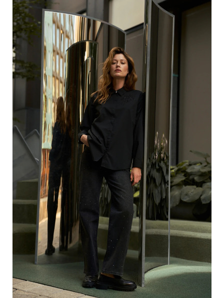 Moodo Čierna košeľa s golierom Moodo