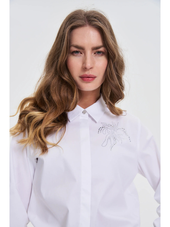 Moodo Biela košeľa s golierom Moodo