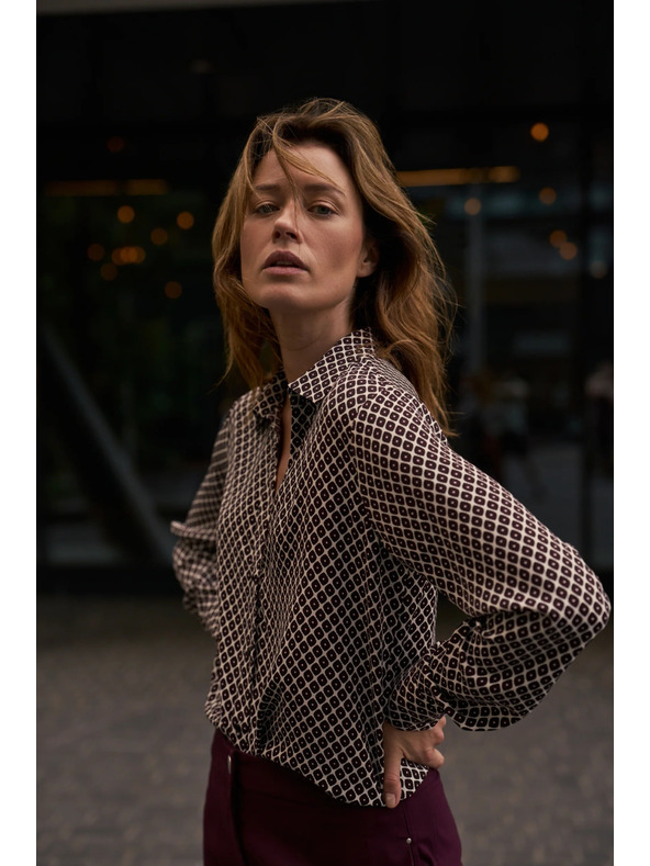 Moodo Vzorovaná košeľa bordó Moodo