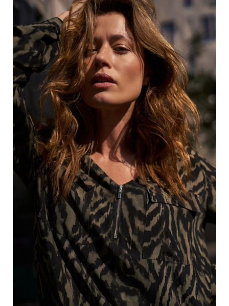 Moodo Olivová viskózová košeľa Moodo