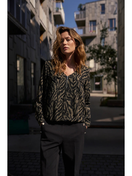 Moodo Olivová viskózová košeľa Moodo