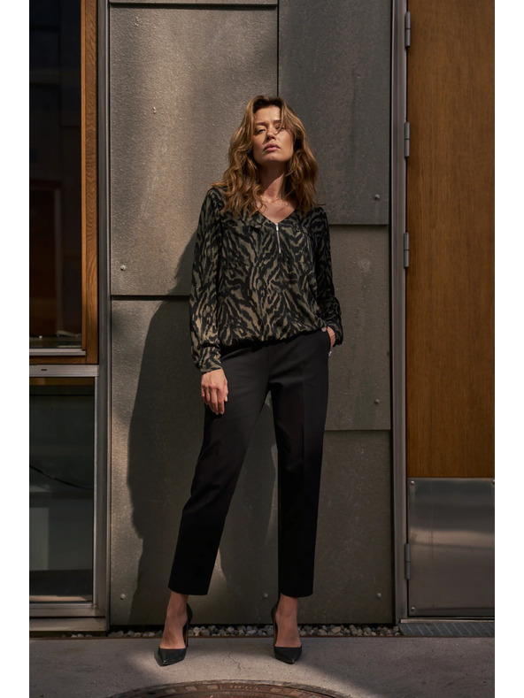 Moodo Olivová viskózová košeľa Moodo