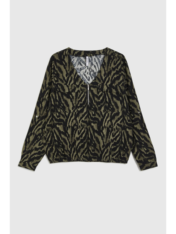 Moodo Olivová viskózová košeľa Moodo