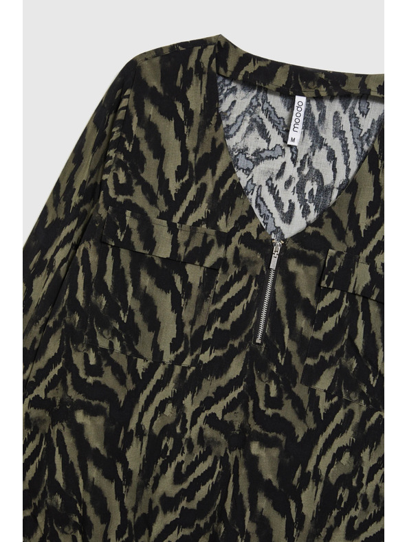 Moodo Olivová viskózová košeľa Moodo