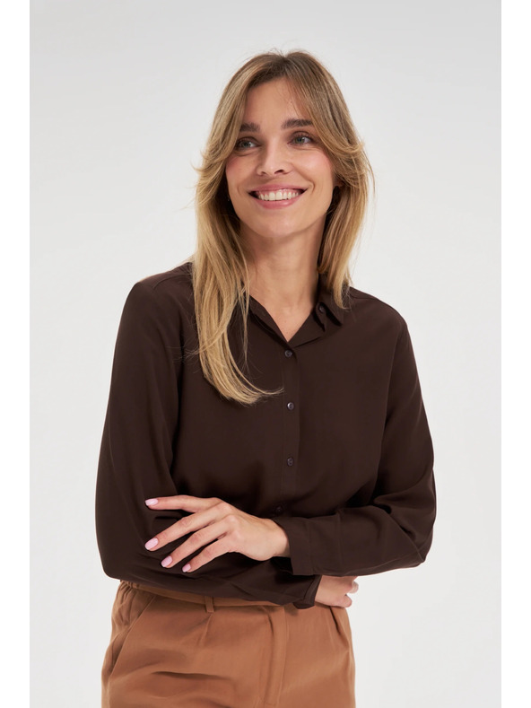 Moodo Viskózová košeľa hnedá Moodo