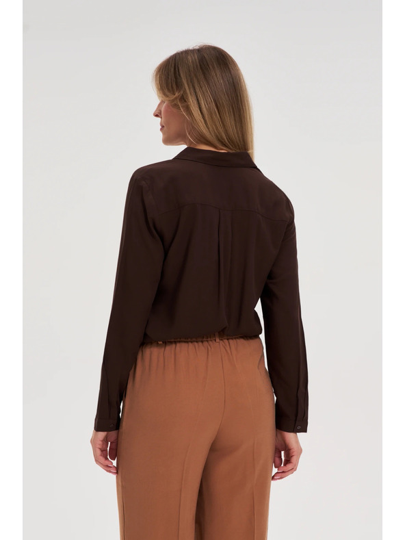 Moodo Viskózová košeľa hnedá Moodo