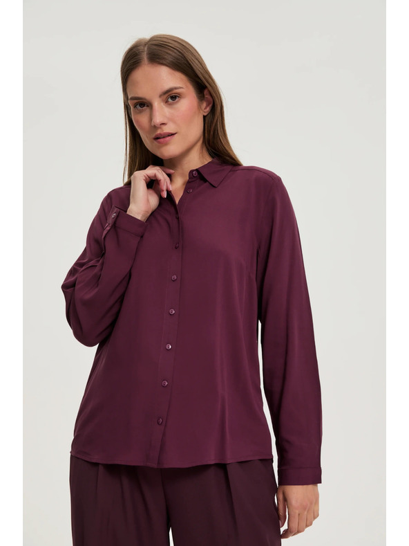 Moodo Viskózová košeľa vínová Moodo