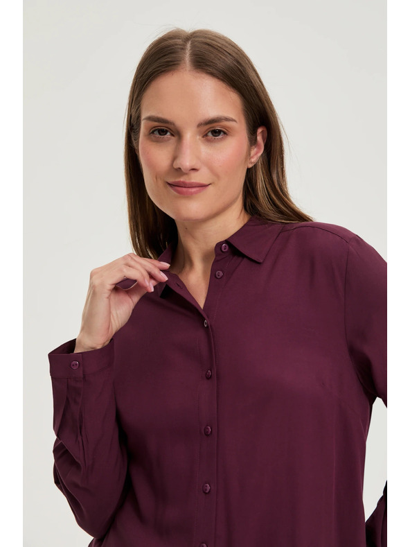 Moodo Viskózová košeľa vínová Moodo