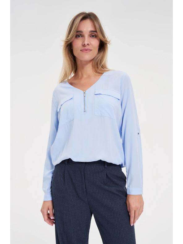 Moodo Svetlomodrá viskózová košeľa Moodo