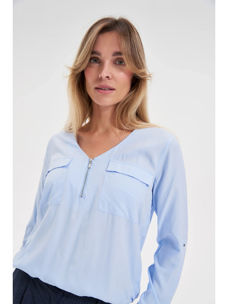 Moodo Svetlomodrá viskózová košeľa Moodo