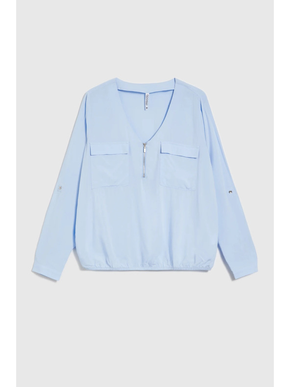 Moodo Svetlomodrá viskózová košeľa Moodo