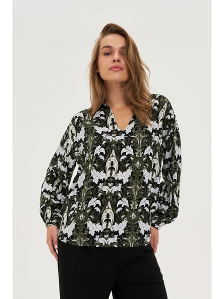 Moodo Tmavoolivová viskózová košeľa Moodo