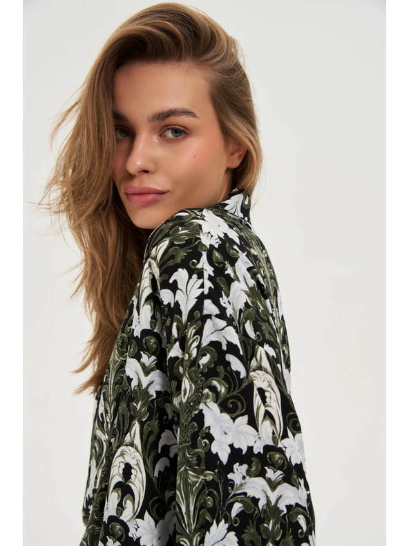 Moodo Tmavoolivová viskózová košeľa Moodo