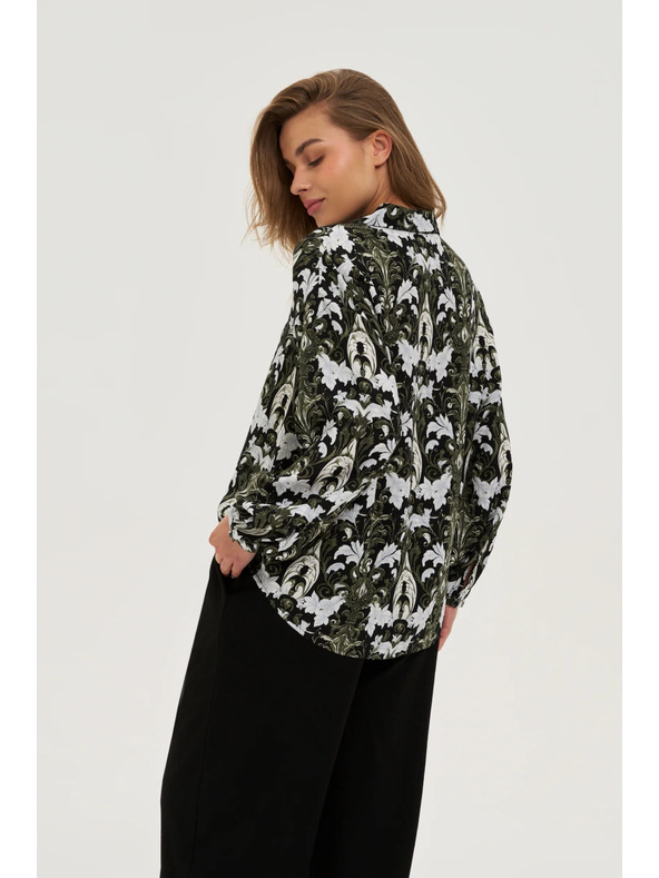 Moodo Tmavoolivová viskózová košeľa Moodo