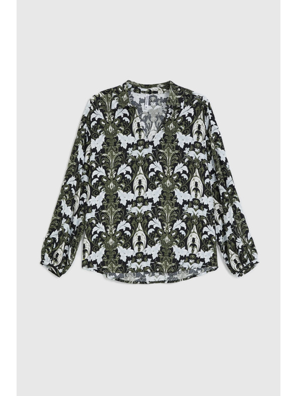 Moodo Tmavoolivová viskózová košeľa Moodo